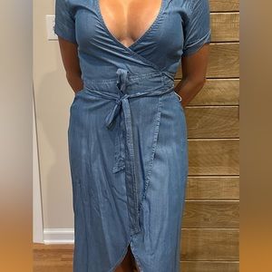 Denim wrap dress in a small.